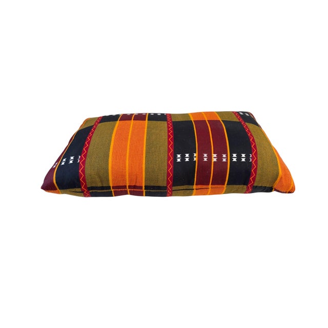 1980s African Kente Cloth Throw Lumbar Pillow 17" W For Sale - Image 5 of 8