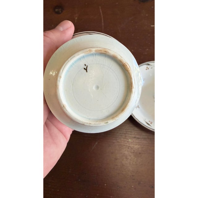 Early 19th Century Antique Leeds Pearlware Cup and Saucer With Brown Foliate Decoration, Circa 1800 For Sale - Image 5 of 12
