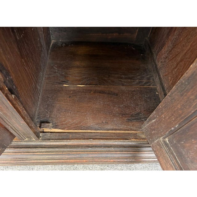 19th Century Marble Top Continental Oak Buffet With Leaded Glass Door For Sale - Image 15 of 18