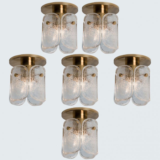 Metal Brass and Frosted Glass Flush Mount attributed to Egon Hillebrand for Hille, 1970s For Sale - Image 7 of 17