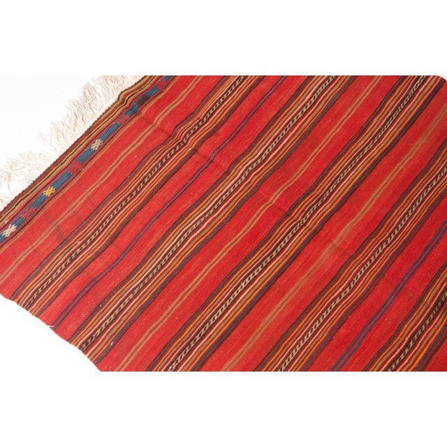 Orange Vintage Stripe Oushak Kilim Rug For Sale - Image 8 of 10