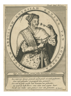 After Havart, Abdullah Qutb Shah, King of Golconda Portrait, Engraving, 1700