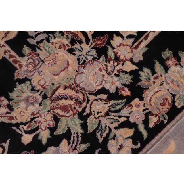 Shabby Chic Art Nouveau 1990's Medallion Pak-Persian Black/Gray Wool Rug - 8'11'' X 12'0'' For Sale - Image 3 of 9