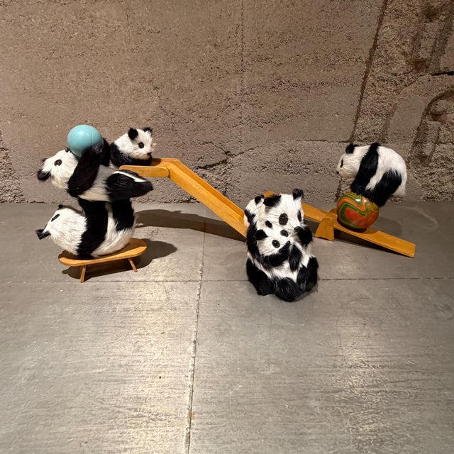 Vintage Panda Mom and Cubs Toy Set With Slide, Mid-Century Modern For Sale - Image 12 of 12