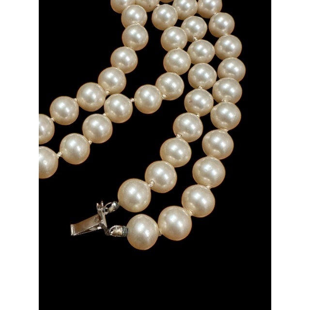 VINTAGE HOLLYWOOD★Double Ring Pearl Necklace 14k Gold Pearl Ring Double Pearl Ring Vintage 6mm White