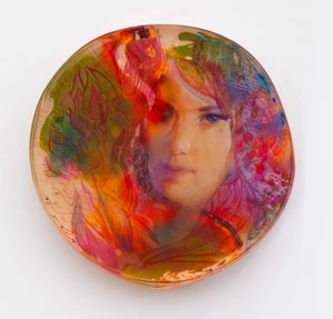Mallory by Marc Scheff | Pencil, acrylic, caran d'ache, layered resin portrait of a woman