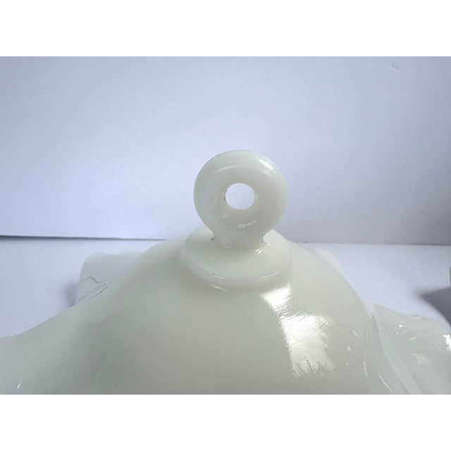 White Antique Victorian White Milk Glass Ruffled Hanging Smoke Bells - a Pair For Sale - Image 8 of 12