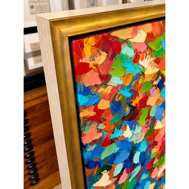 Contemporary Large Colorful Abstract Painting on Canvas – Textured Palette Knife Contemporary Art – Framed 36 X 48 For Sale - Image 3 of 9