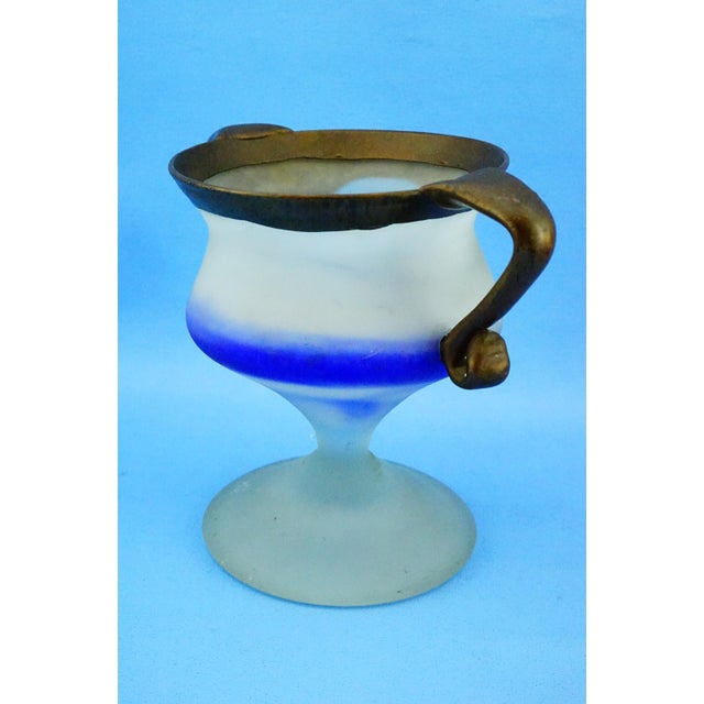 Metal 20th CenturyVase in Satin Glass and Galvanized Copper or Bronze by Filip Ravert, Bucharest, 1970s For Sale - Image 7 of 18