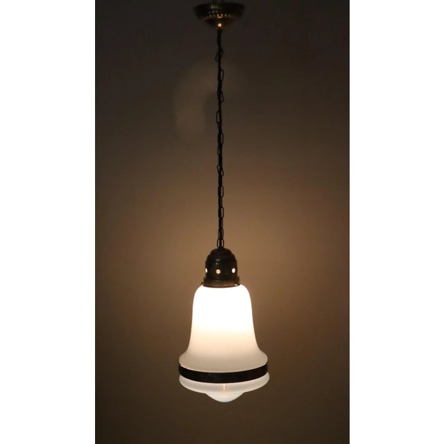 Art Nouveau Hanging Lamp in White Glass and Brass, 1920 For Sale - Image 16 of 18