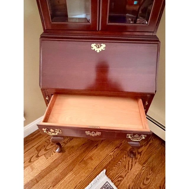 Brown 1960s Ethan Allen Georgian Court Cherry Drop-Front Secretary Desk For Sale - Image 8 of 9