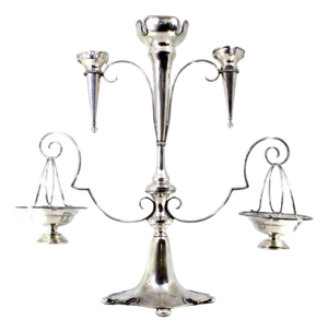 Silver Candelabra with Glass Containers and Cut-Outs