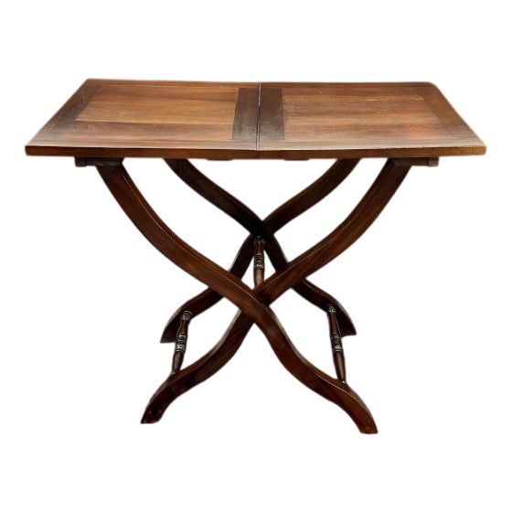 English Folding Side Table in Teak For Sale