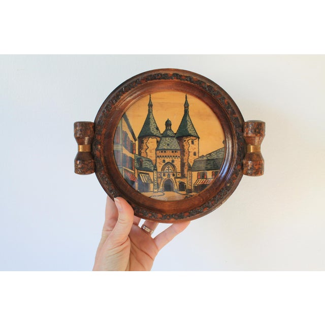 Vintage Folk Art Wood Inlaid Marquetry Tray For Sale - Image 10 of 10