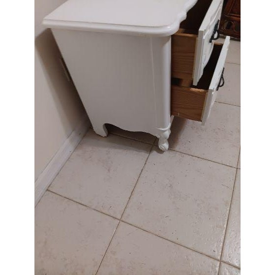 Wood 1970s White French Provincial Wood Nightstand Two Drawer For Sale - Image 7 of 8