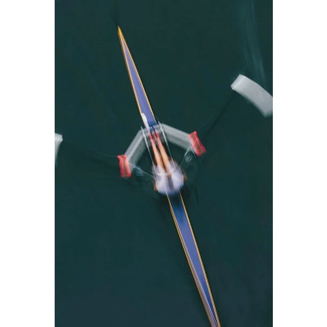 Mint Images, A Single Scull Boat and Rower on the Water, View From Above, Motion Blur, Photographic Paper, in Flawless...