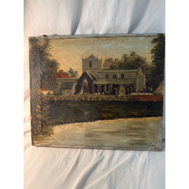 1900 - 1909 Antique, Signed, English Oil Painting of Wolston Church, Warwickshire, England For Sale - Image 5 of 18