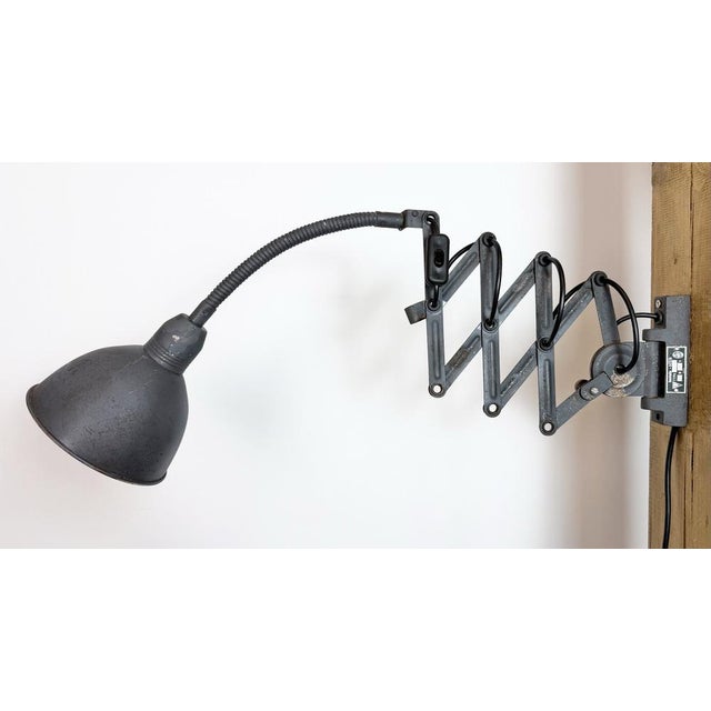 1960s Grey Industrial Gooseneck Scissor Wall Lamp from Elektroinstala, 1960s For Sale - Image 5 of 18