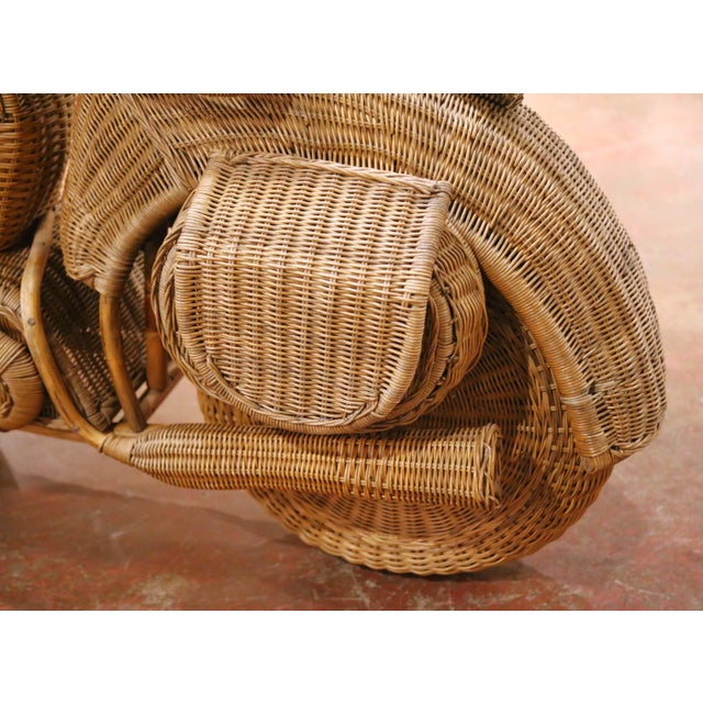 Vintage Handwoven Wicker Motorcycle Sculpture Attributed to Tom Dixon For Sale - Image 11 of 14