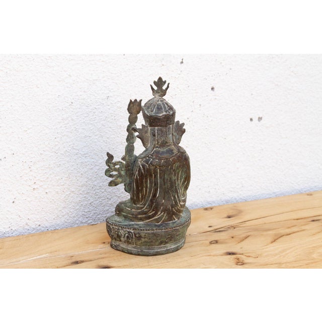 Antique Rich Verdigris Bronze Buddha For Sale - Image 4 of 8