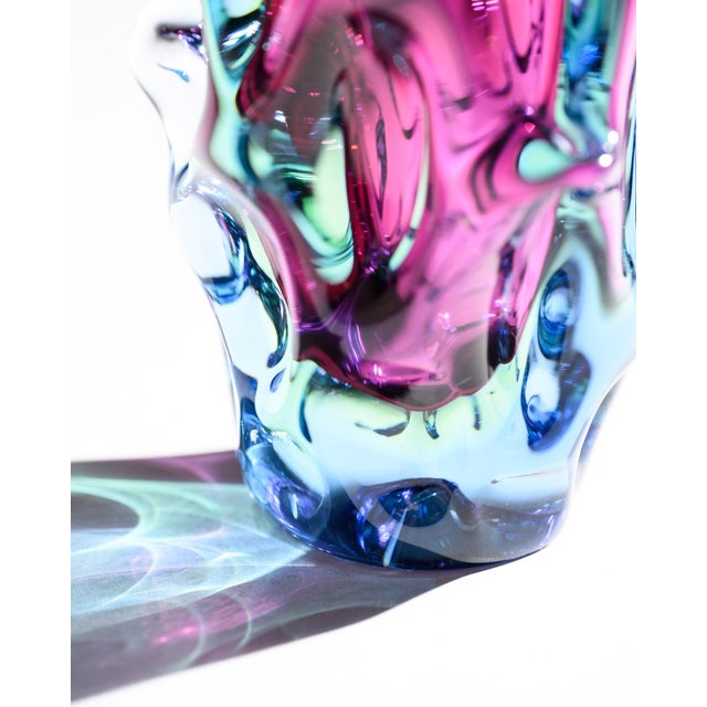Glass Art Glass Czech Vase by Jan Beranek and Frantisek Vizner from Skrdlovice, 1960s, Set of 2 For Sale - Image 7 of 18