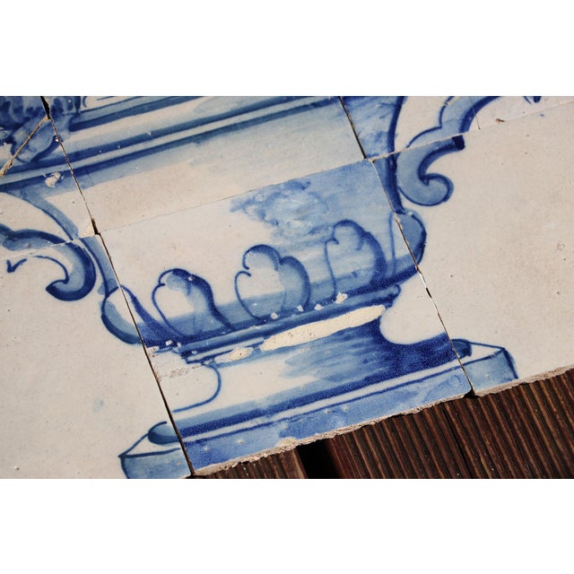 Tile Mural Panel Depicting a Baroque Jardinière With Flowers, Portuguese, 18th Century For Sale - Image 6 of 12