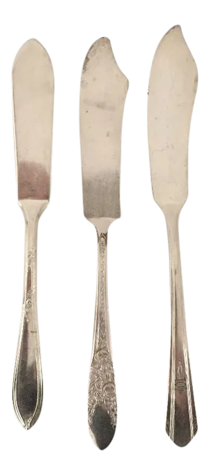 Vintage Mismatched Silver Plate Master Butter Knives S/3