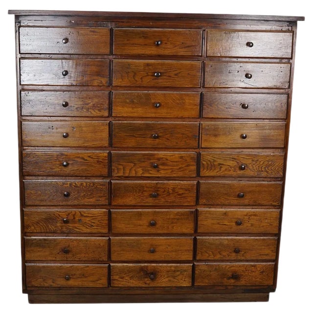 Antique French Early 20th Century Oak Apothecary Cabinet For Sale