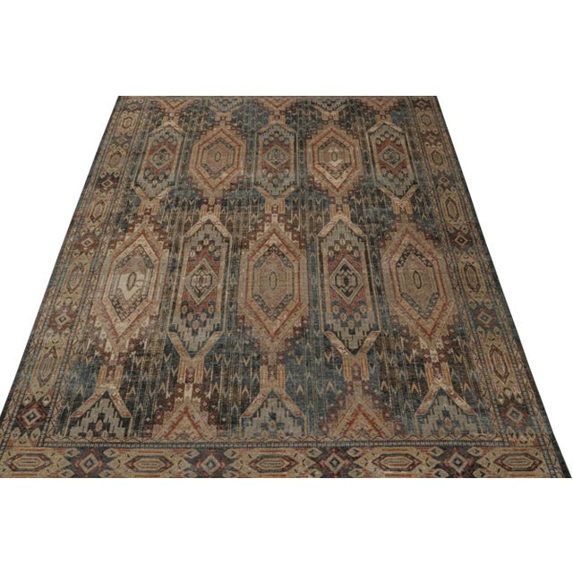 2010s 2010s Rug & Kilim’s Tribal Style Rug in Blue, Brown, Red & Gold Geometric Pattern For Sale - Image 5 of 8