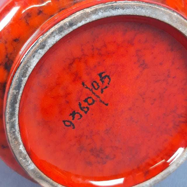 Red Fire Red Ceramic Vase with Marbled Enamel, 1970s For Sale - Image 8 of 11