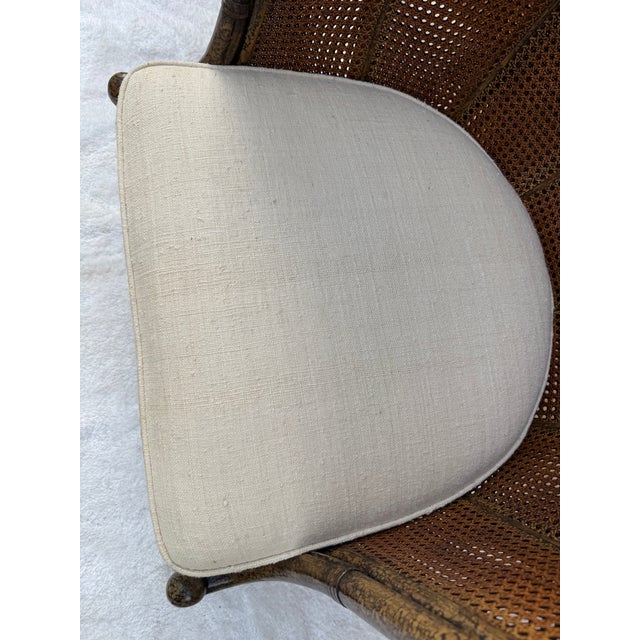 Vintage Maitland-Smith British Colonial Style Double Caned Faux-Tortoiseshell Wingback Chair For Sale In Naples, FL - Image 6 of 18