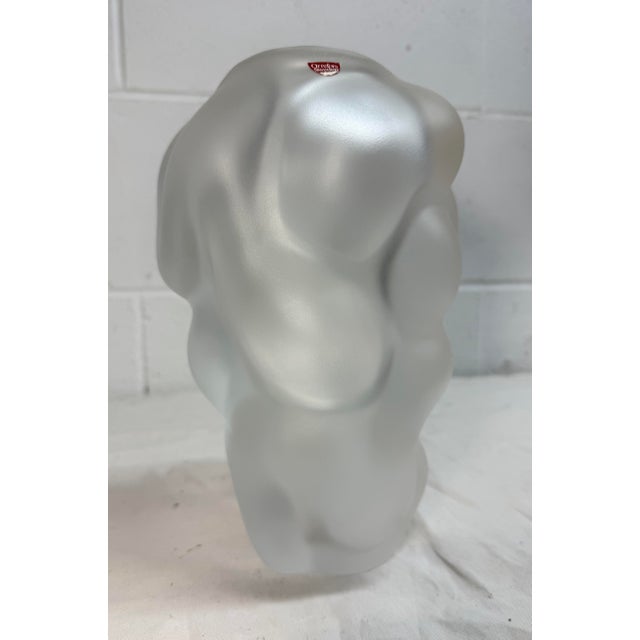 Handmade Per Sundberg for Orrefors Organic Form Frosted Art Glass Crystal Vase For Sale In New York - Image 6 of 12