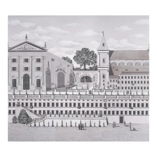 Schumacher x Johnson Hartig Piazza Firenze Panel Set in Grisaille - 3 Panels For Sale