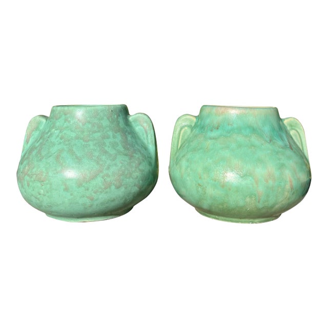 2-Arts and Crafts Brush McCoy Fawn Vases For Sale