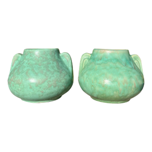 2-Arts and Crafts Brush McCoy Fawn Vases