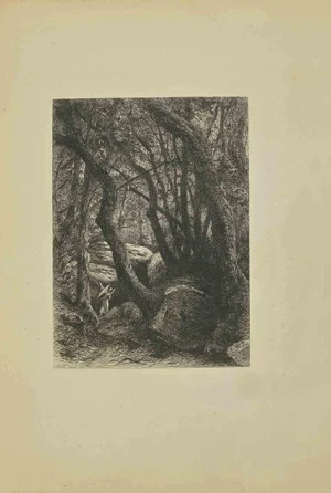 Eugène Burnand, In The Forest, Etching, Late 19th Century