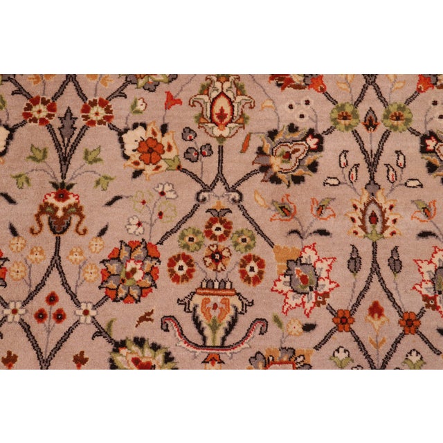 1990's Floral Pak-Persian Gray/Brown Wool Rug - 9'0'' X 12'0'' For Sale In New York - Image 6 of 9