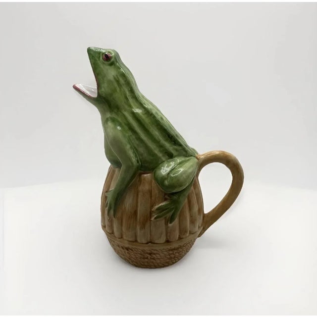 2000 - 2009 Vietri Ceramic Majolica Hand Painted Frog Pitcher For Sale - Image 5 of 7