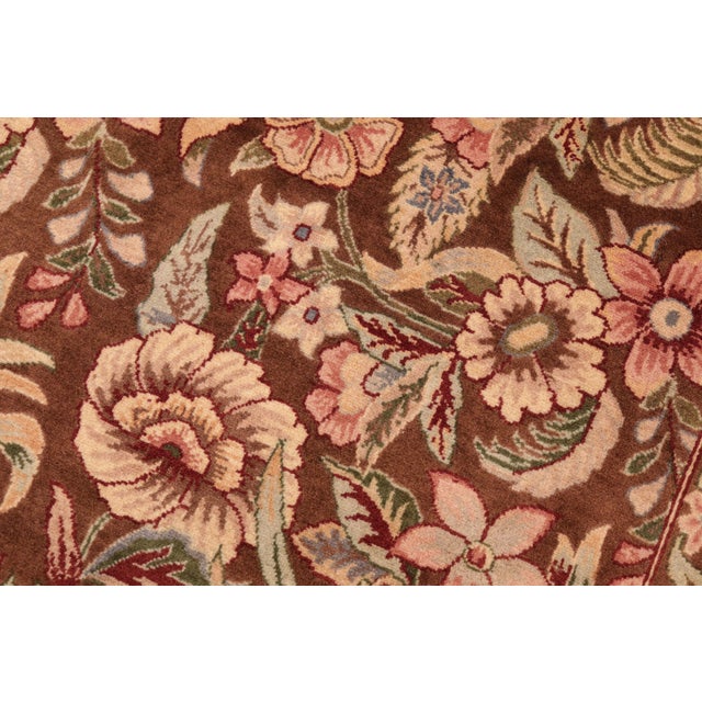 Floral 1990's Pak-Persian Brown/Pink Wool Rug - 5'11'' X 9'2'' For Sale - Image 4 of 9