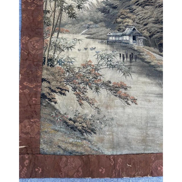 Antique Japanese Silk & Cotton Tapestry 18th Century Wall Hanging For Sale In San Diego - Image 6 of 12