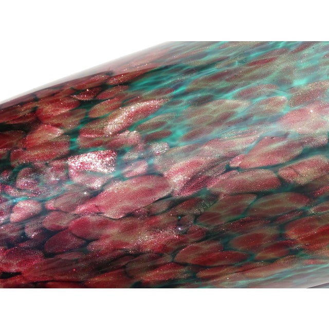 Murano Vintage Murano Fratelli Toso Copper Red Aventurine Amethyst Green Italian Art Glass Flower Vase For Sale - Image 4 of 10