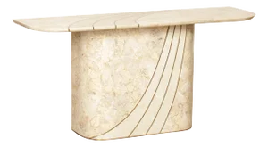 Hollywood Regency Tessellated Stone Brass Inlaid Console Table