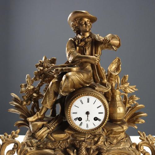 Gilt Antimony Table Clock For Sale - Image 8 of 13