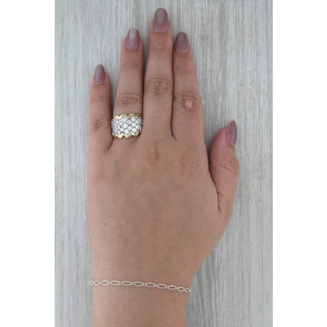 Gold 1.48ctw Diamond Cluster Ring 14k Yellow White Gold Sz 5.75 London Star Cocktail For Sale - Image 8 of 8