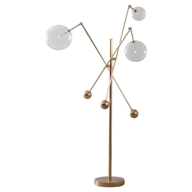 Milan 3 Arms Polished Nickel Floor Lamp by Schwung For Sale
