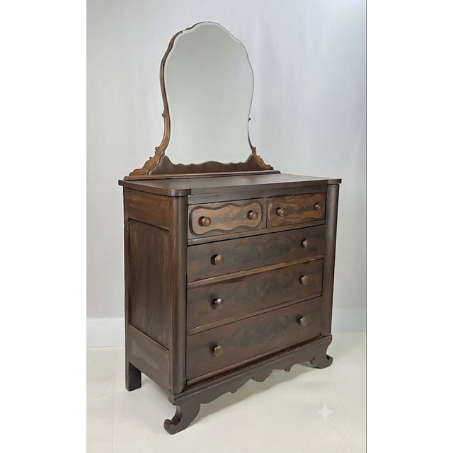 Mid 19th Century Antique American Empire Flame Mahogany Dresser For Sale - Image 5 of 17