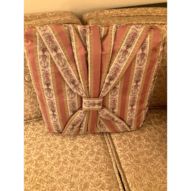 1970s Set of 6 Vintage Custom Decorative Pillows Mauve/Lt Pink, Damask, Silk, 16x16x5” For Sale - Image 5 of 10