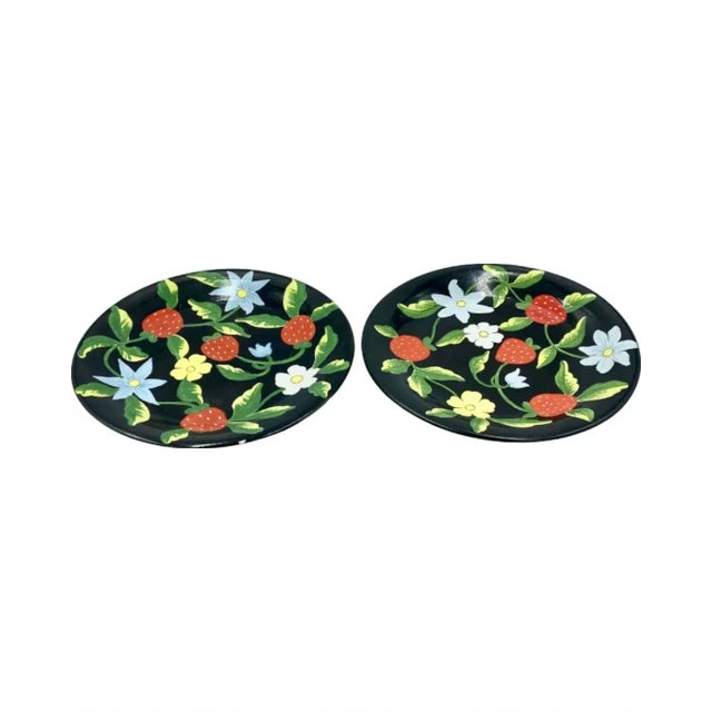 Bergdorf Goodman Vintage Bergdorf Goodman Floral Decorative Plates, Made in Italy- a Pair For Sale - Image 4 of 12