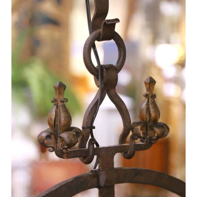 Metal 19th Century French Gothic Wrought Iron Eight-Light Chandelier With Gilt Accents For Sale - Image 7 of 11