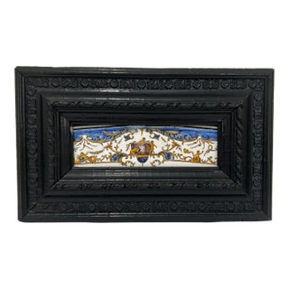 Antique Framed China Piece For Sale